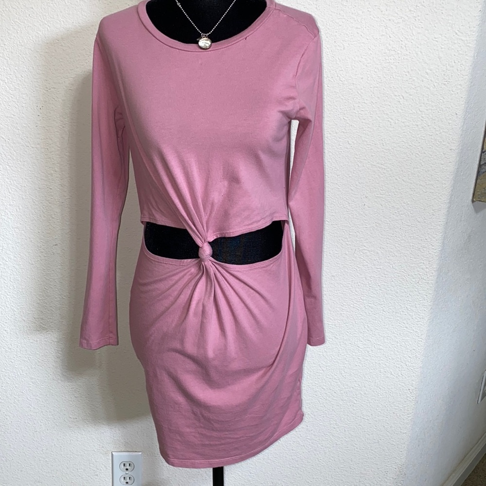 Adam Levine- Pink Gathered & Cut Out Mini Dress